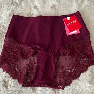 SPANX Burgundy Lace Trim Panties NWT
